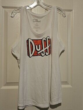 The Simpsons Duff Beer Logo White Tank Top Size 2X